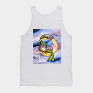 Cat Mermaid 29 cats on moon Tank Top